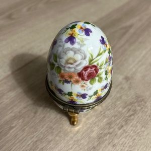 J. Furmani Designer Collection Paris Milano Handpainted Egg Flower Trinket Box